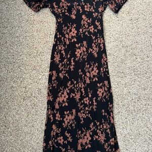 a new day Black and Coral Floral Maxi Dress